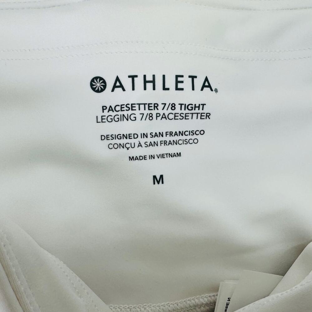 Athleta White Pace Setter 7/8 Leggings –Medium-Power Move Fabric Sporty Chic NWT - Picture 5 of 13